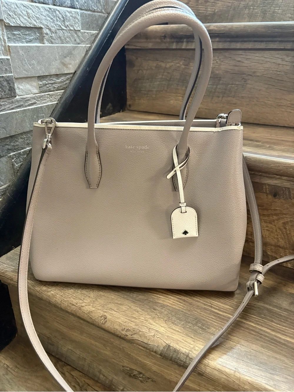 Kate Spade Gray Pebbled Leather Satchel